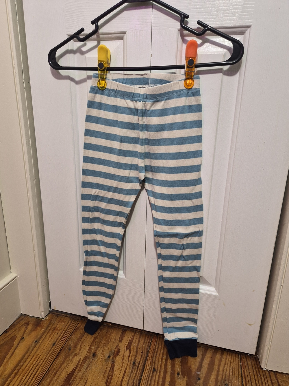 Striped Blue and White Kids Pajama Leggings